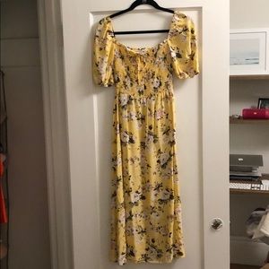 Faithfull the brand yellow midi dress size 4